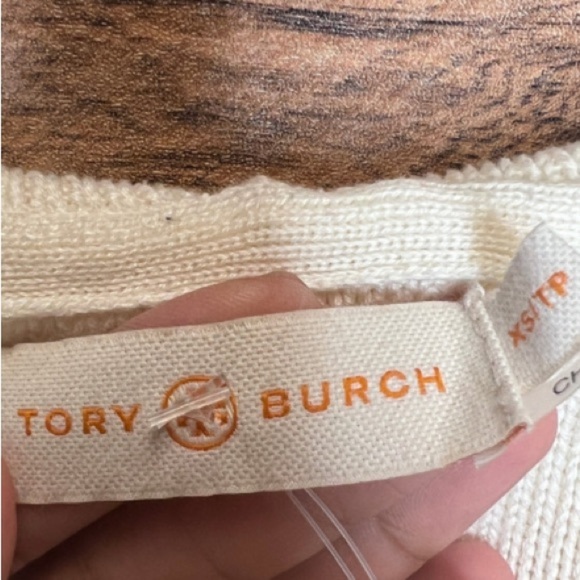 TORY BURCH Cream Baja Hooded
Knit Tunic Sweater XS coastal preppy classic boho - Picture 2 of 11